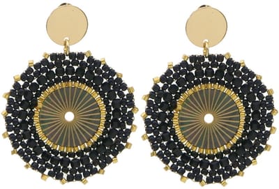 Oorbellen met glaskralen – zwart – 5x4 cm
