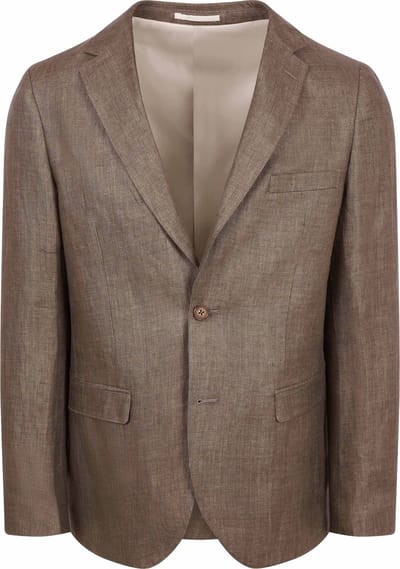 Suitable Blazer Linen Twill Bruin - Maat 48 - Heren blazer
