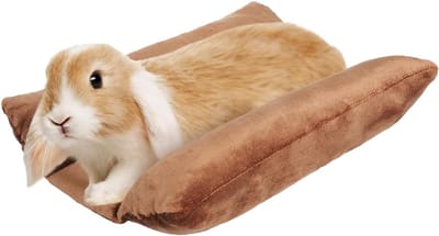 Daity Konijnenbed 15 -7 x 14 inch - verdikt zacht konijnenbed - pluchen kussen met katoenen ligkussen - kleine slaapmat voor in de kooi - lichtbruin