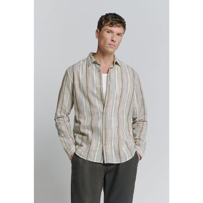 No Excess Shirt Slub Multi Coloured Stripes Blue Größe: XXL | Casual hemden Outlet | Herren | Blau