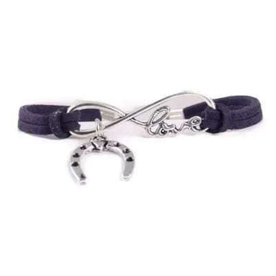 GoedeDoelen.Shop | Armband Love Luck Infinity - black | Paarden Armband | Love Horses | Infinity Sieraad | Hoefijzer | Polsmaat 18 - 23 cm | Wellness-House