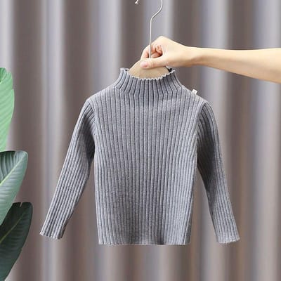 Pull pour enfants Pull tricoté d'hiver avec fil de velours épais Pull en laine Chaud Pull de base 160 gris