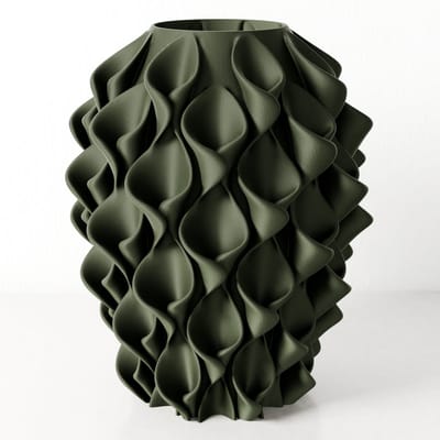 Fleuriek vaas STERRE - Groen H26 cm - Bijzondere designvaas met golvend reliëf - Unieke blikvanger voor tafel of dressoir - Voor zijdebloemen of droogbloemen