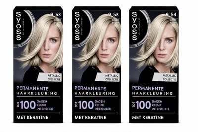 SYOSS Permanent Coloration 9-53 - Haarverf - Permanente Haarkleuring - Silver Blush – Grijsdekking – Vermindert Haarbreuk - 3 Stuks