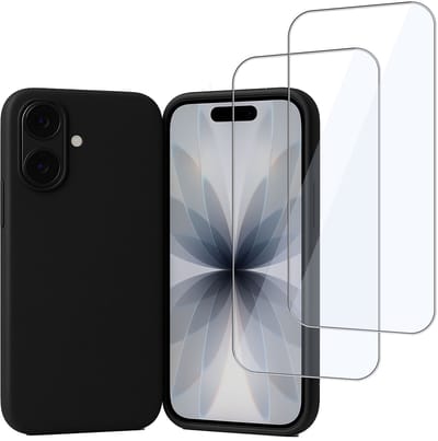 ChiGuard Hoesje & 2x Screenprotector geschikt voor iPhone 17 – Gehard Glas Cover - Case - Zwart