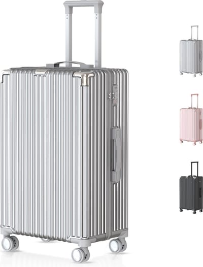 Voyagoux® - Reiskoffer Medium - 71L - Koffers - Reiskoffer met wielen – Zilver