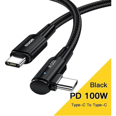 Essager 100W 60W USB Type C naar USB C-kabel 90 graden hoek voor iPad MacBook Pro Xiaomi Samsung Huawei Snel opladen Type-C Datumdraad 1m 100W Cable