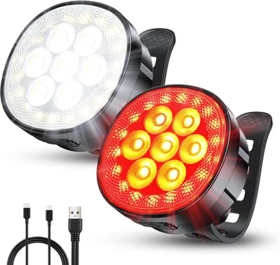 Oplaadbare LED Fietsverlichting met 8+12 Standen - Ultra Heldere Fietsverlichting voor Voor- en Achterzijde