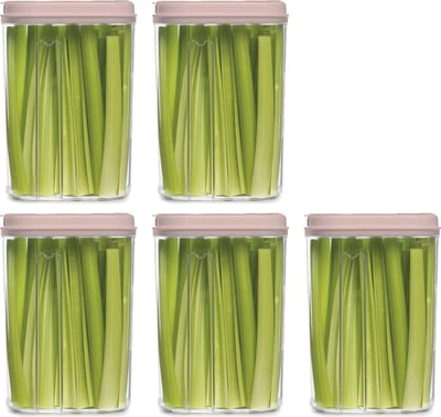 Plasticforte Voedselcontainer strooibus - 5x - lichtroze - 1500 ml - kunststof - voorraadpotten