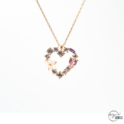 OZ Jewels – Hartpassie Magnolia Ketting – Roségoud – Zirkonia – Dames