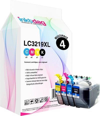 Inktdag inktcartridges voor Brother LC3219XL / LC3217xl/LC-3219/LC3219/LC3217, multipack van 4 kleuren (1*BK, C, M en Y) Brother MFC-J5330 DW, J5730DW, J5930DW, J6530DW, J6535DW, J6930DW, J6935DW