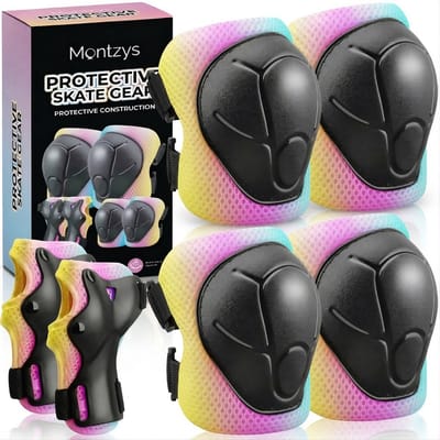 Montzys® Skate Beschermset Kinderen - Skeeler Bescherming Multi - Kniebeschermers & Polsbeschermers - Kind & Volwassenen