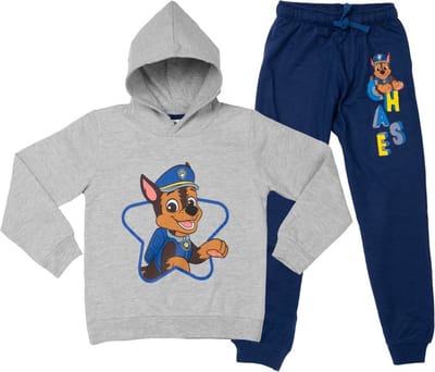 Paw Patrol Set - Lounge set / Joggingpak / Vrijetijdspak - Hoodie+Broek - Chase - Grijs/Blauw - Maat 122/128