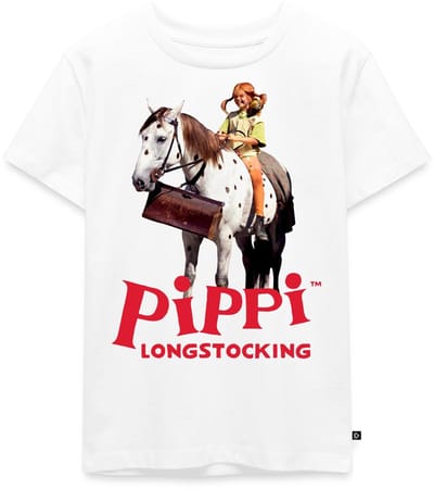 Pippi Longstocking Pippi Rijdt Op Kleine Witte Premium T Shirt Kinderen
