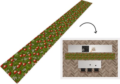 Keukenloper - Keukenmat - Bloemen - Aardbei - Bladeren - Vegan - Patronen - 400x50 cm - Keuken vloerkleed