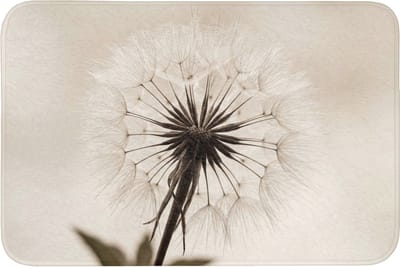 Badmat 90x60 cm - Antislip - Paardenbloem - Minimalistisch - Wit - Badmatten voor badkamer - Badkamermat - Douchemat - Badkamer mat