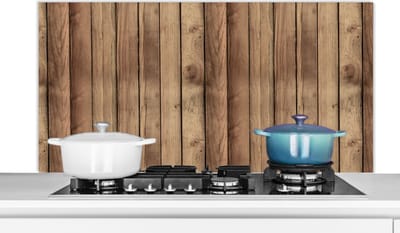 Spatscherm keuken 120x60 cm - Kookplaat achterwand Hout - Brocante - Patronen - Muurbeschermer - Spatwand fornuis - Hoogwaardig aluminium