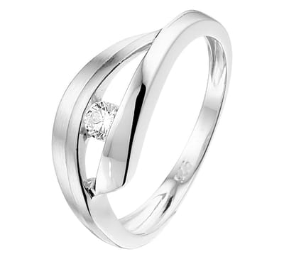 Zilver Gerhodineerde Ring zirkonia poli/mat 1332894 17.75 mm (56)
