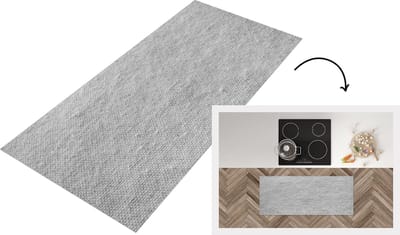 Keukenloper - Loper keuken - Wol - Licht - Grijs - 120x50 cm - Keukenloper vinyl
