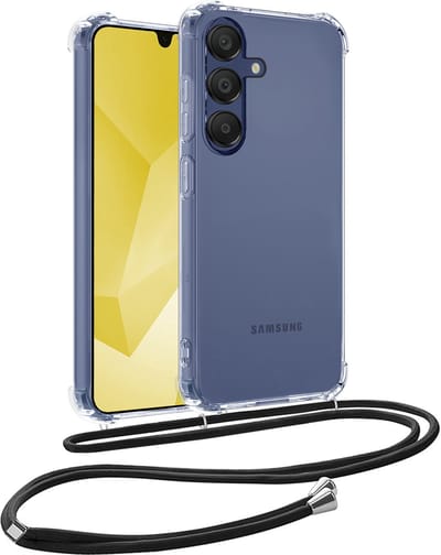 Hoesje - Geschikt voor Samsung Galaxy A16 - Met Koord - Shock Proof - Siliconen Case - Back Cover - Telefoonkoord - Telefoon Hoes Shockproof - Telefoonketting - Telefoonhoesjes - Transparant