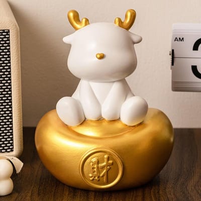 Creatieve Nieuwjaars Rijkdom Huis Ornamenten Mascotte Woonkamer Entree Bureau Decoratie Huisverwarming Nieuw Huis Cadeau Ornamenten white