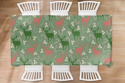 Kerst Tafelkleed - Kerstmis Decoratie - Tafellaken - Patronen - Christmas - Rendier - 260x130 cm - Kerstmis Versiering - Tafeldecoratie Kerstmis - Kerstdecoratie tafel - Tafelversiering