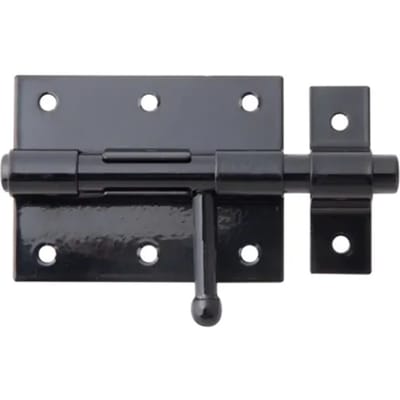 Alberts Boutgrendel Met Tegenstuk - Ruwstaal Zwarte Kunststof Coating - 80x116 Mm