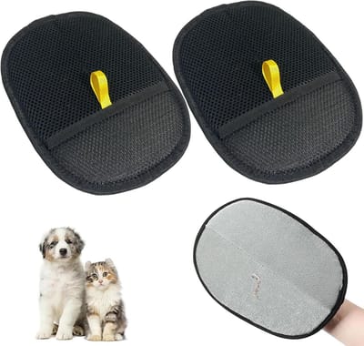 Set van 2 Dubbelzijdige Verzorgingshandschoenen voor Huisdieren, Herbruikbare Handschoenen voor Vachtverzorging, Statica Verwijderen voor Langharige en Kortharige Honden en Katten
