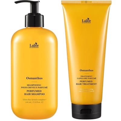Lador Set Shampooing & Soin Capillaire Parfumé Osmanthus Protein Care Finition Brillante 530ml + 380ml yellow
