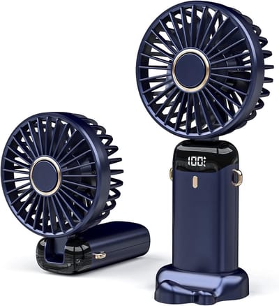 Solvix tafel ventilator geluidloos - Tafelfan - Blauw - 5 Snelheden - Oplaadbare Accu - Voor Thuis en Op Reis