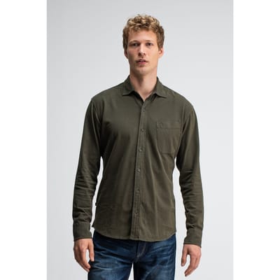 Butcher of Blue Aidan Peached Jersey Shirt Mocha Brown Size: S | Casual Shirts Outlet | Heren | Bruin