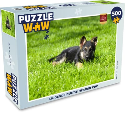 Puzzel Liggende Duitse herder pup - Legpuzzel - Puzzel 500 stukjes