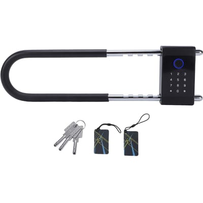 U-Lock Intelligent à Anse Longue Verrou de Portail de Vélo Support Empreinte Digitale Mot de Passe Carte IC Reconnaissance Rapide Compatible avec Tuya 300
