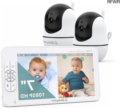 RFWR® Babyfoon met 2 Camera's en 7 Inch HD Scherm - Split-Screen Videobabyfoon met Infrarood Nachtzicht en Twee-Weg Audio