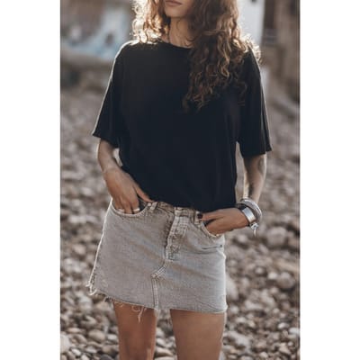 Mikuta The Khaki Faded Slit Denim Skirt Green Maat: M | Mini Rokken Outlet | Dames | Grijs