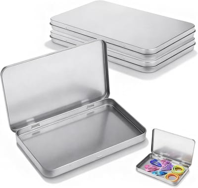 Set van 3 Metalen Opbergdozen met Deksel, Rechthoekige Blikken voor Sieraden en Kleine Spullen - 17.7x11x1.5cm