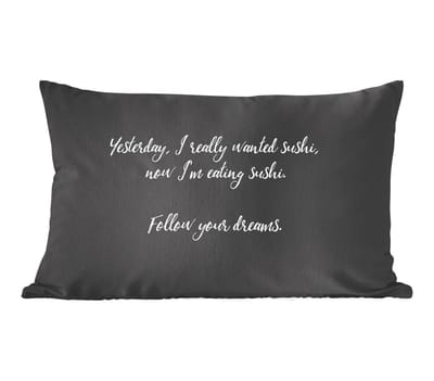 Sierkussens - Kussentjes Woonkamer - 50x30 cm - Yesterday I really wanted sushi - Sushi lover - Quotes - Spreuken - Eten