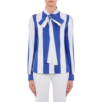 Moschino Striped Shirt In Cotton And Silk Barrè White Größe: 38 | Blusen Outlet | Damen | Weiß