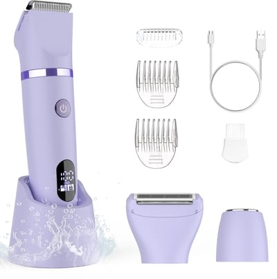 HATTEKER 3-in-1 Ladyshave - Scheerapparaat Vrouw - Epilator - Trimmer vrouw - Bikinitrimmer Dames - USB Oplaadbaar - Nat en droog - Paarse