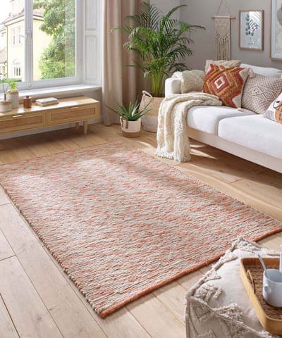 Wollen vloerkleed - Kaia rood/crème 70x130