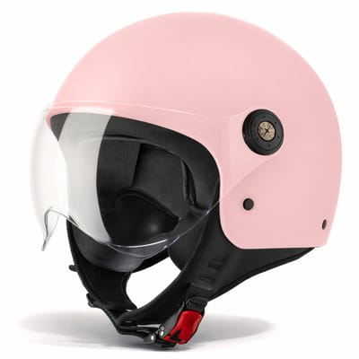 VINZ Duoro Scooterhelm / Motorhelm Roze - Helm Voor Vrouwen - Jethelm Dames - Brommer Helm - ECE Goedgekeurd - S