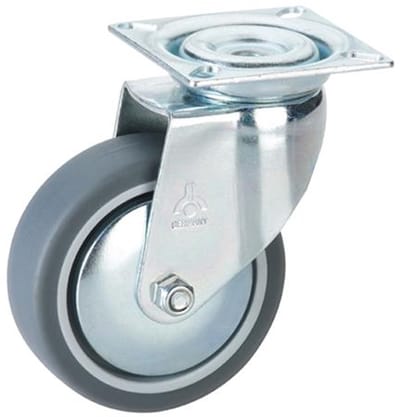 Bokwiel 100 mm - 55 kg - verzinkt staal - rubber wiel – Dörner & Helmer