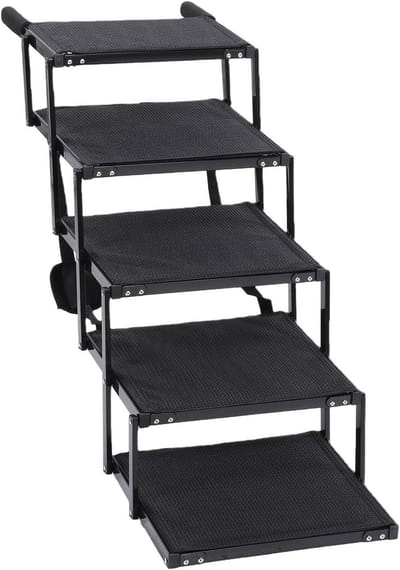 Hondentrap - Huisdierladder - Makkelijke Autotoegang - Opvouwbaar Aluminium Frame - Verstelbaar 25 Inch - Grijs