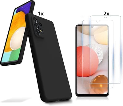 Hoesje Geschikt Voor Samsung Galaxy A51 Hoesje Soft Nano Silicone Backcover Gel Zwart Met 2x Glazen Screenprotector