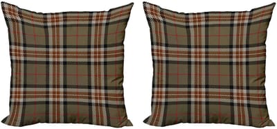 ABAKUHAUS Geruit kussenhoezen-set – 2x60x60 cm – microvezel
