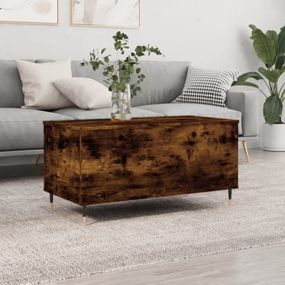 vidaXL - Salontafel - 90x44,5x45 - cm - bewerkt - hout - gerookt - eikenkleurig