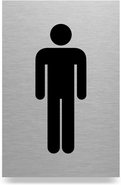 Toiletbord Heren - Mannen Symbool - Aanduiding Deur - Zelfklevende Bevestiging - 100 x 150mm - Zilver Geborsteld