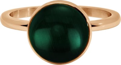 Quiges Stapelring Dames - Vulring - RVS Roségoudkleurig met Groene Cateye - Maat 20 - Hoogte 2mm