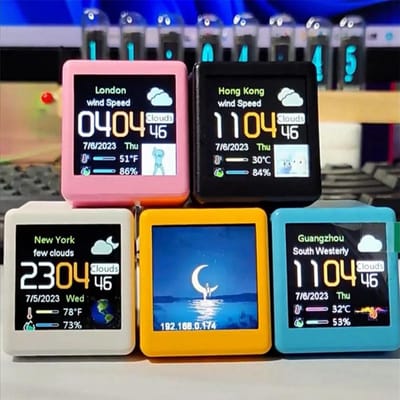 Slimme WIFI Weerstation Klok met Leuke GIF Animaties Eenvoudig te Installeren Bureau Decoratie MINI Elektronisch Album DIY zwart