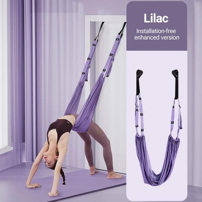 Sangle de yoga aérienne, corde de traction, hamac pour femme, étirements des jambes, entraînement, ceinture de gymnastique pour femme, hamac aérien, balançoire, étirements, inversion violet